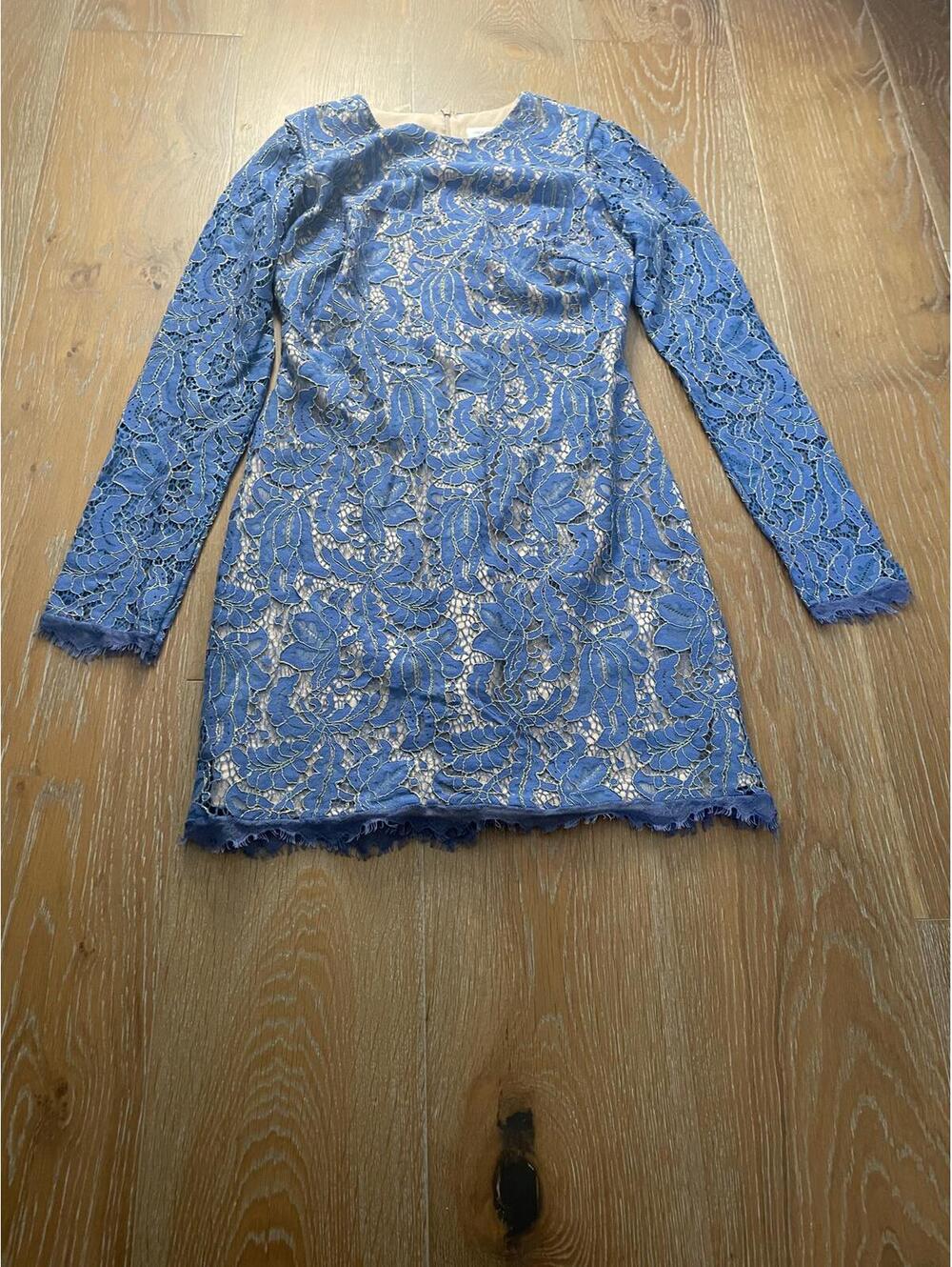 Dress The Population Blue Lace Long Sleeve Mini Dress Size Small
